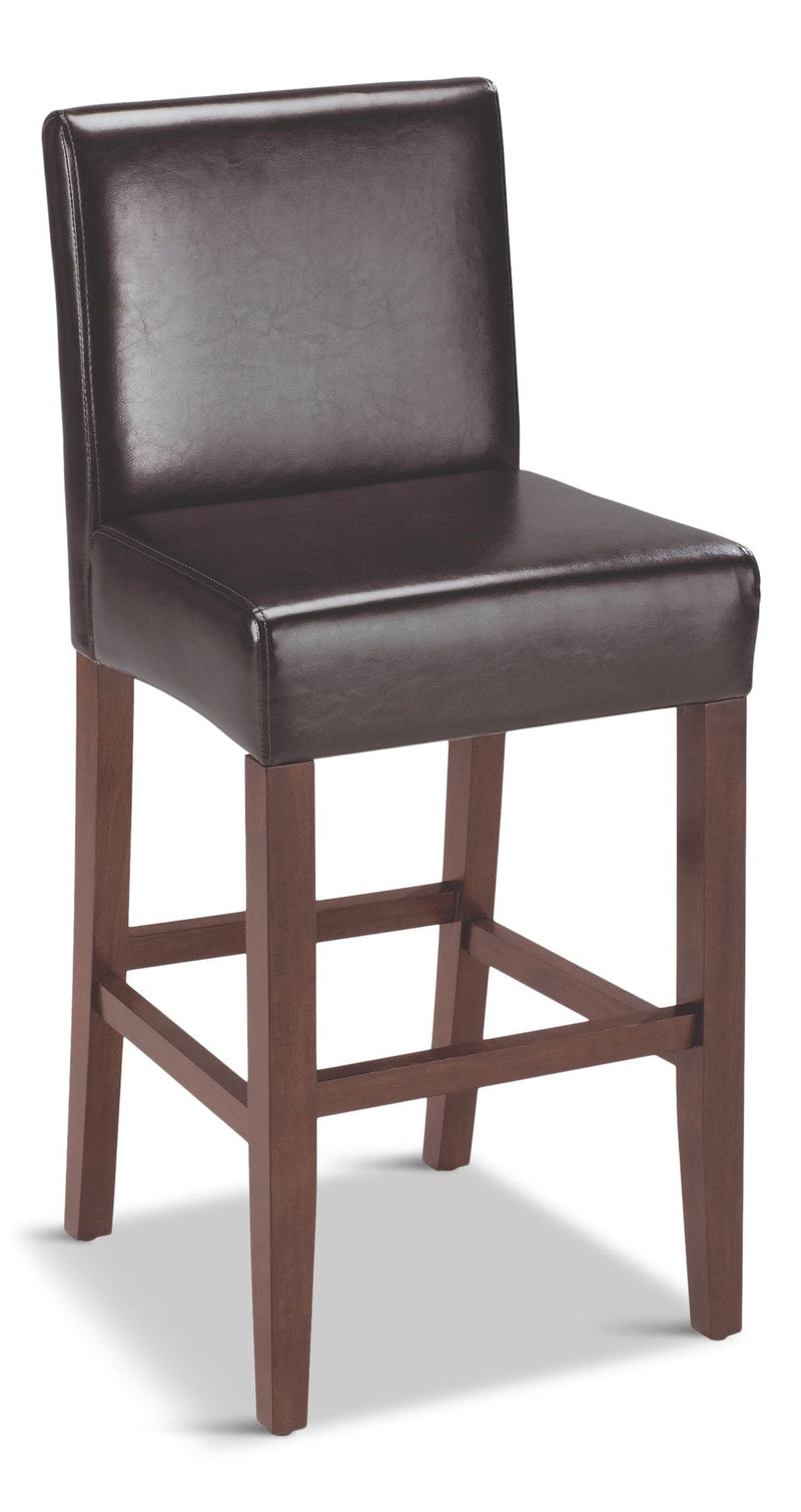 CANVAS Parsons Wood & PU Leather Bar Stool With Backrest, Dark Brown D7