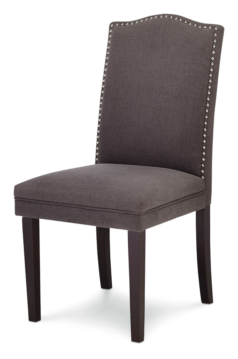 CANVAS Regent Nailhead Upholstered Dining Chairs with Solid Wood Legs (2-Piece Set), Grey E0