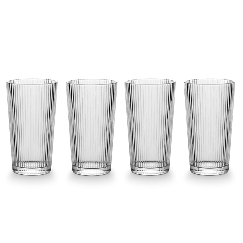 CANVAS Ribbed High Ball Glass Set, Lead-free, 4-pc B4