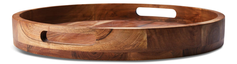 CANVAS Round Wood Serving Tray with Cut-Out Handles, 16-in V9