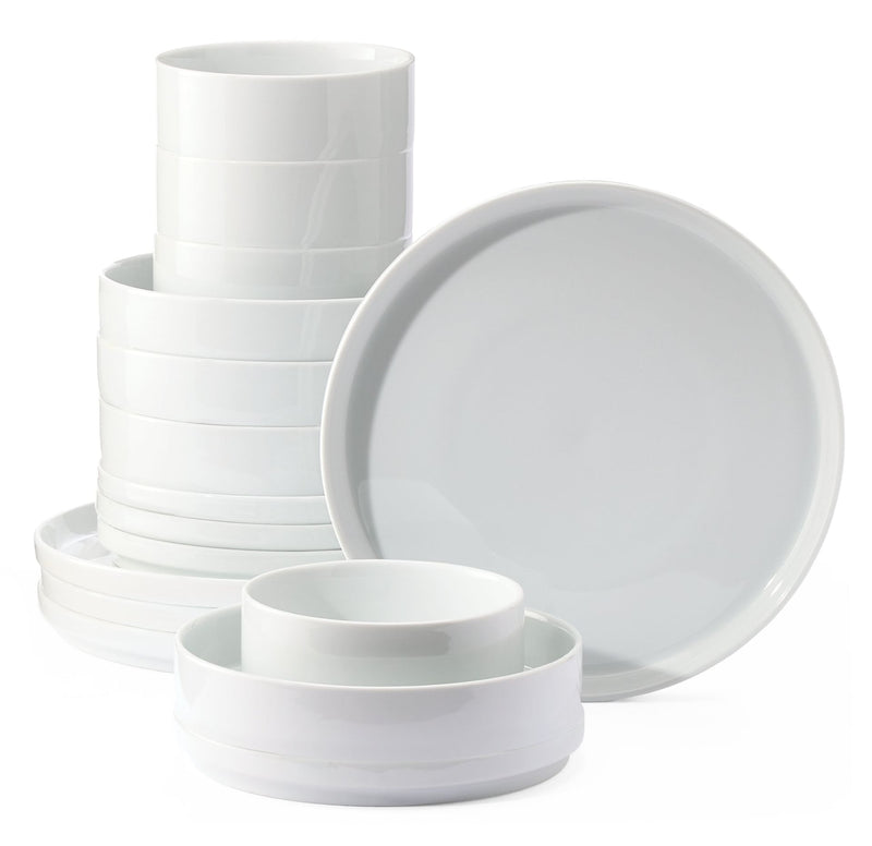 CANVAS Tate Modern Edge Porcelain Dinnerware Set, Serves 4, 16-pc, White U3
