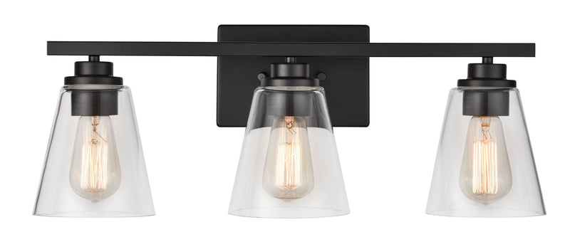 CANVAS Venlaw 3-Light Vanity Light Fixture with Clear Glass Shade, Matte Black S5