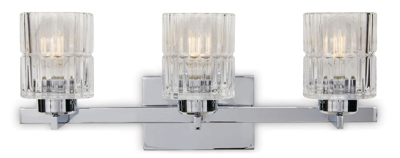 CANVAS Waverly 3-Light Vanity Light Fixture with Clear Glass Shades, Chrome B4