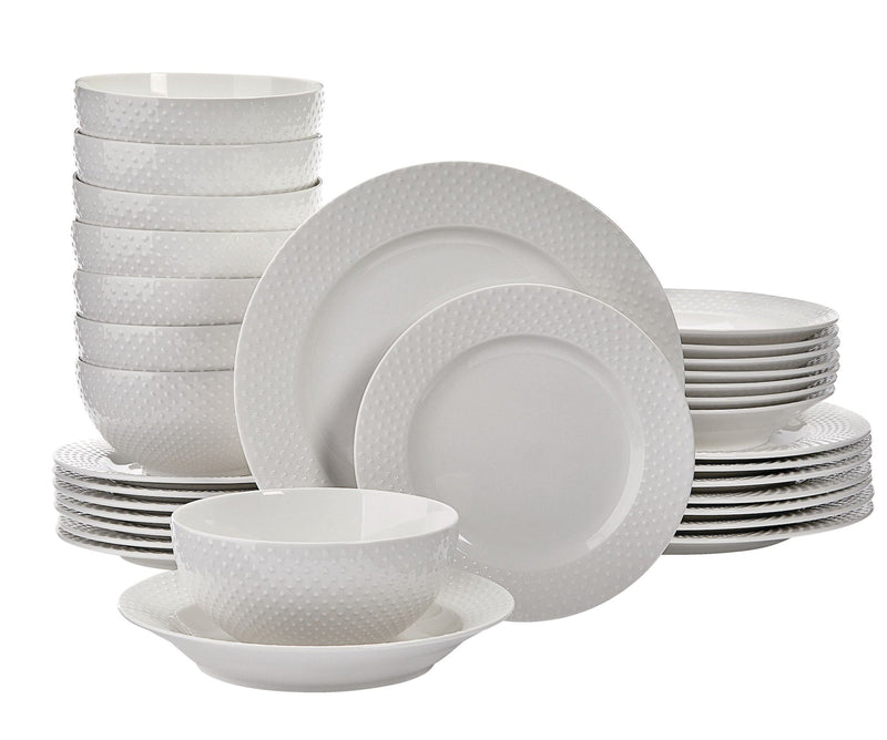CANVAS Westbrooke Stoneware Dotted Dinnerware Set, Serves 8, 32-pc, White M7