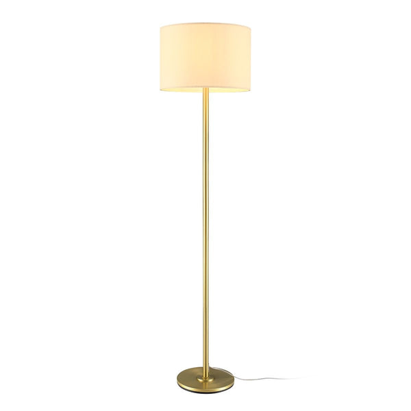 CANVAS White Drum Shade Floor Lamp, 16-in, Metallic Gold/Matte Brass D5