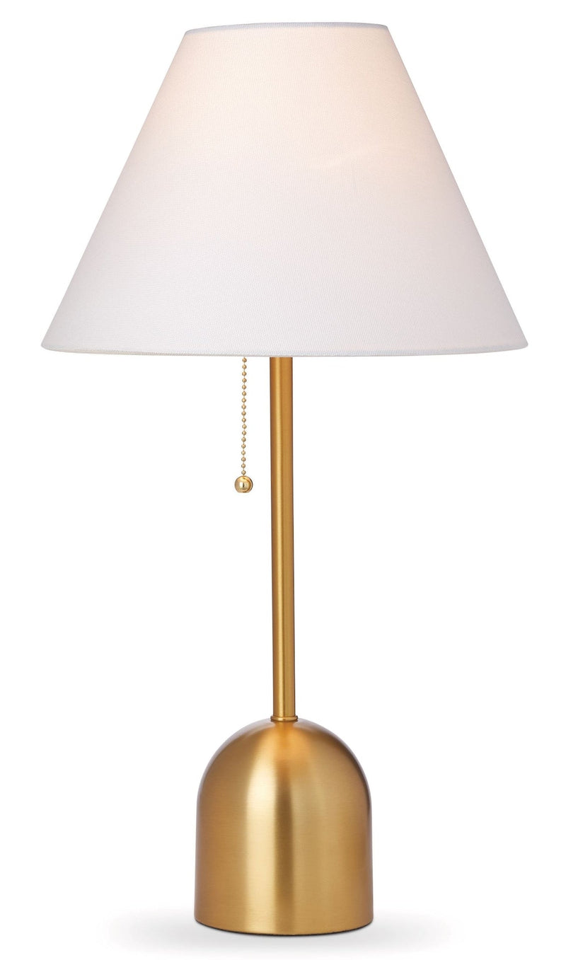 CANVAS White Linen Cone Shade Table Lamp, 22-in, Antique Brass D9