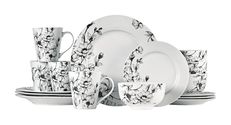 CANVAS Wild Rose Porcelain Dinnerware Set, Serves 4, 16-pc, White B6