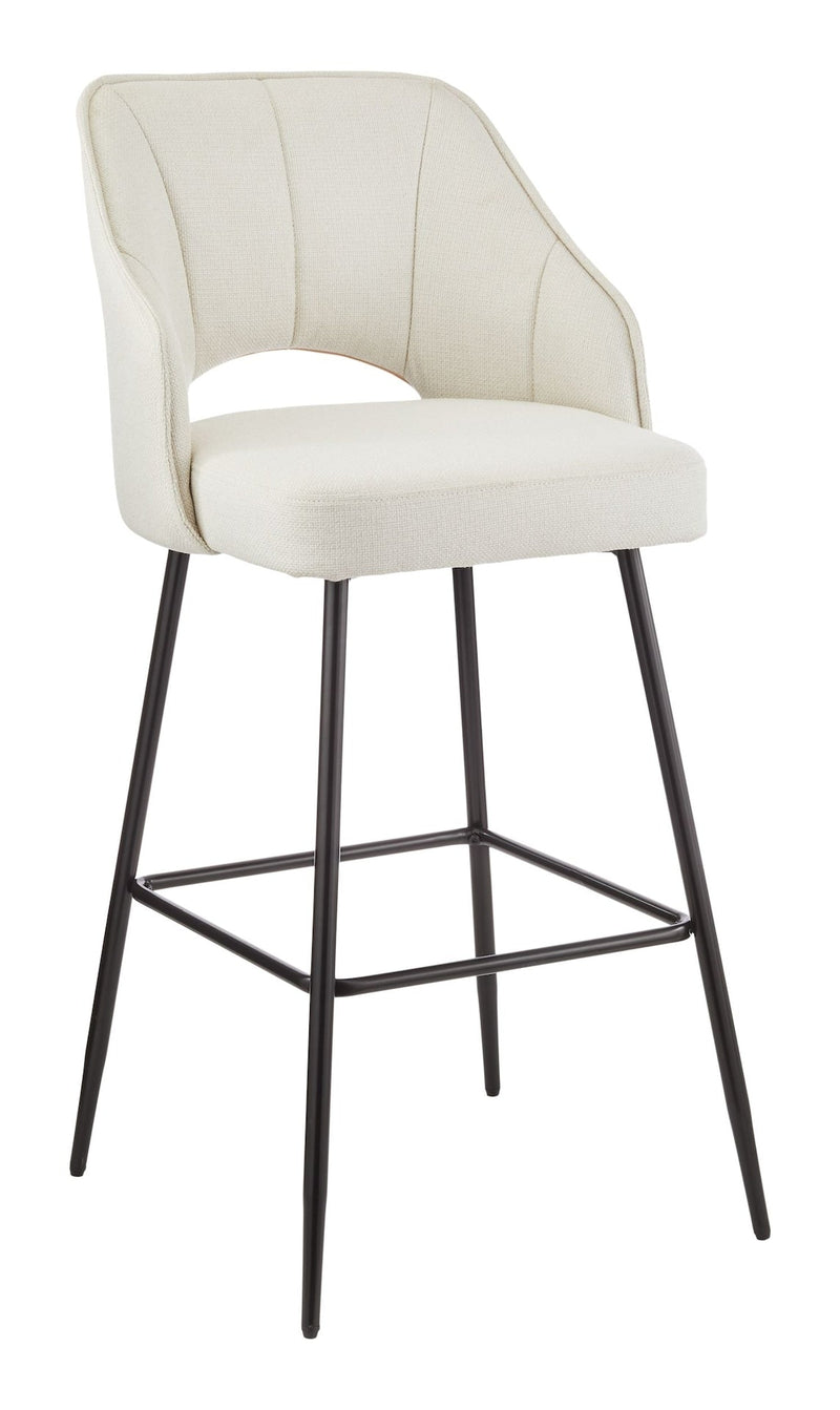 Canvas Yael Elegant Elevated Bar Stool with Back Rest, Creme F3