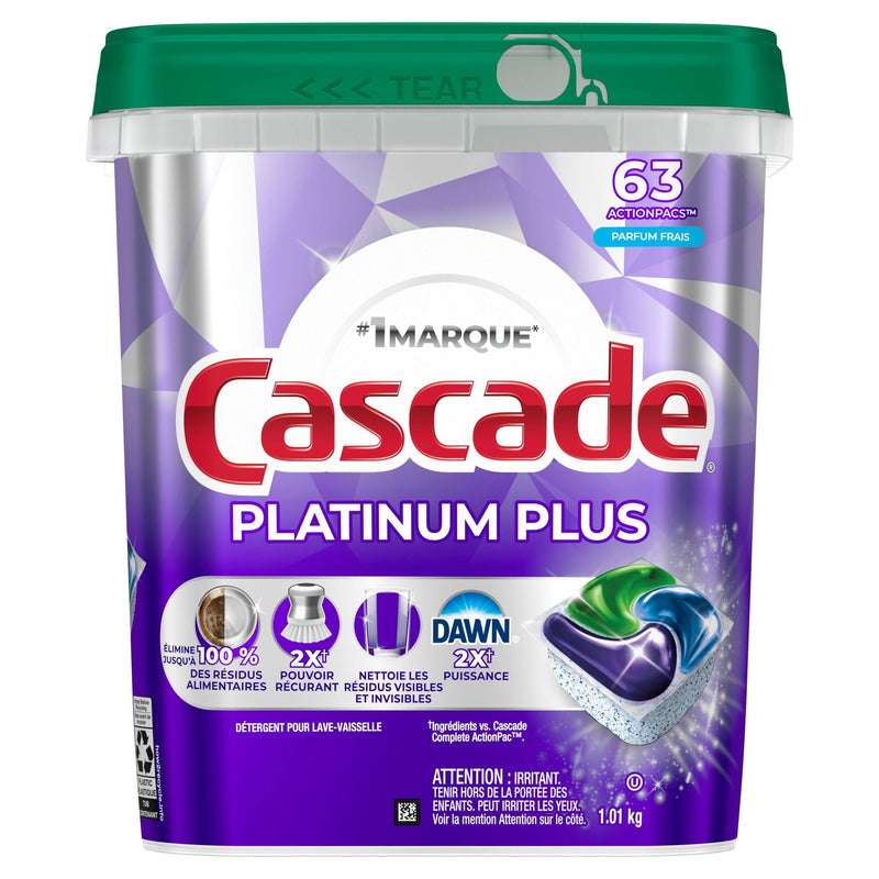 Cascade ActionPacs Platinum Plus Fresh Dishwasher Pods, 63-ct I2