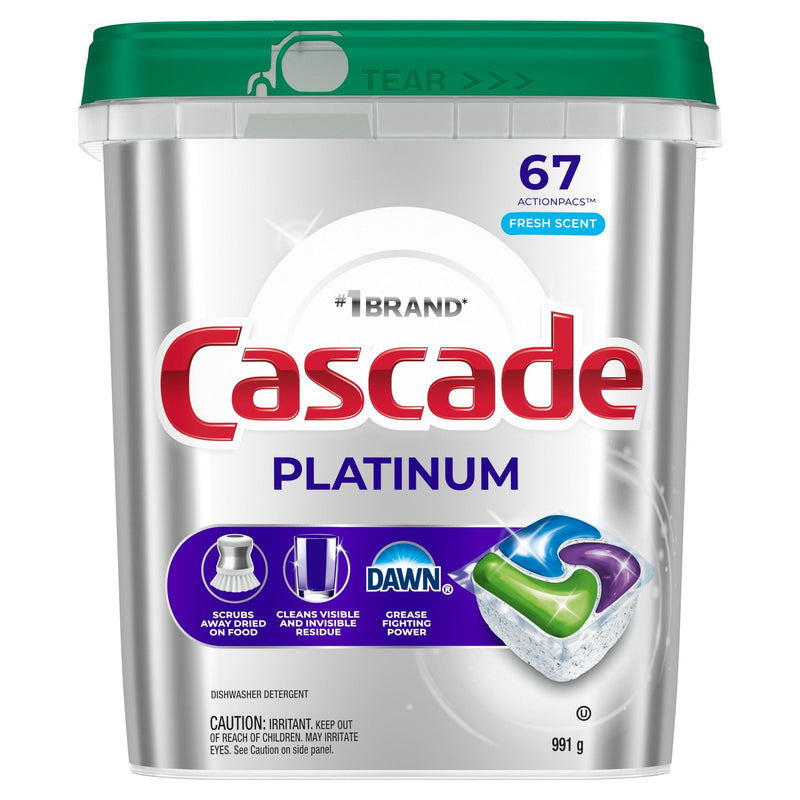 Cascade Platinum ActionPacs Dishwasher Detergent Pods, Fresh, 67 Count L6