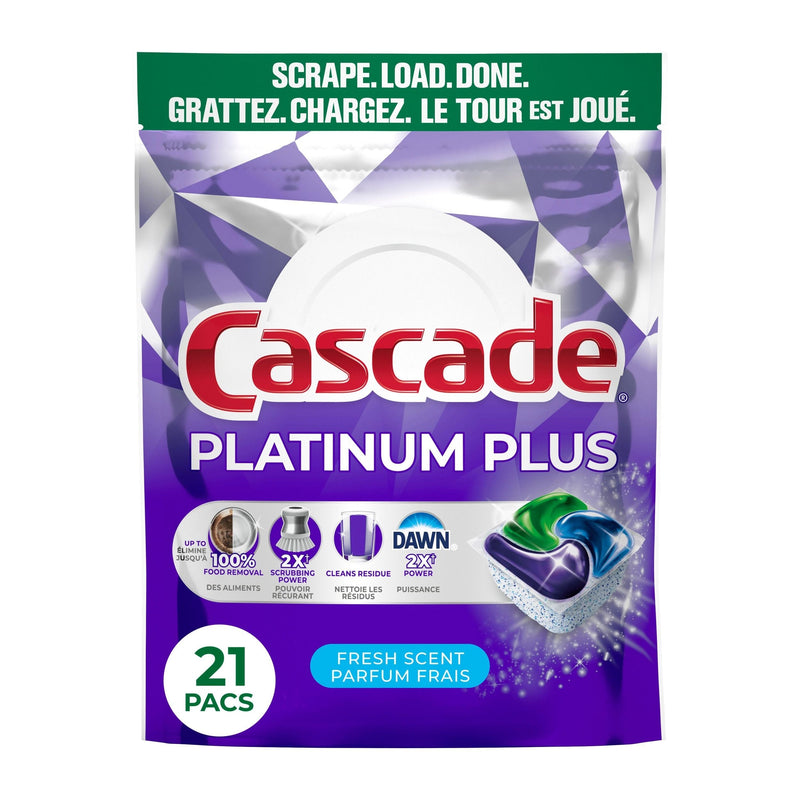 Cascade Platinum Plus ActionPacs Dishwasher Detergent Pods, Fresh, 21 Count B1