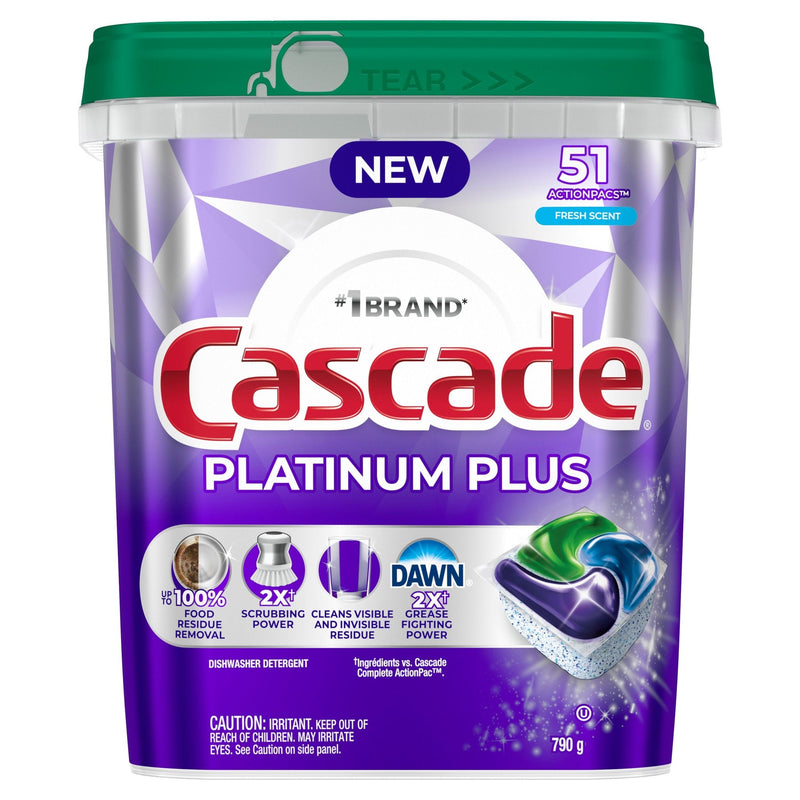 Cascade Platinum Plus ActionPacs Dishwasher Detergent Pods, Fresh, 51-pk X3