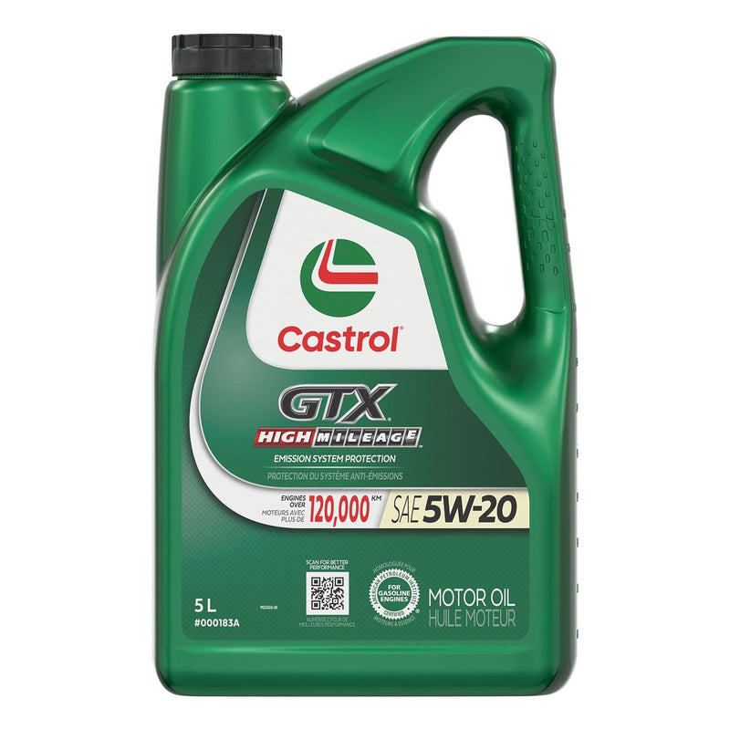 Castrol GTX High Mileage 5W20 Conventional Engine/Motor Oil, 5-L L6