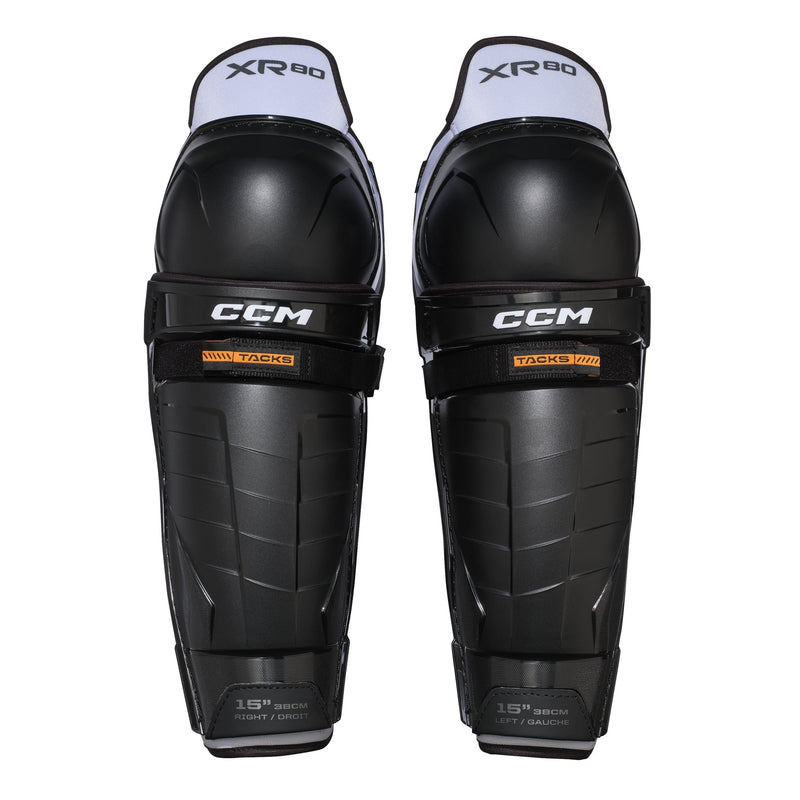 CCM Tacks XR80 Hockey Shin Guards, Senior, Black/White, Assorted Sizes K6