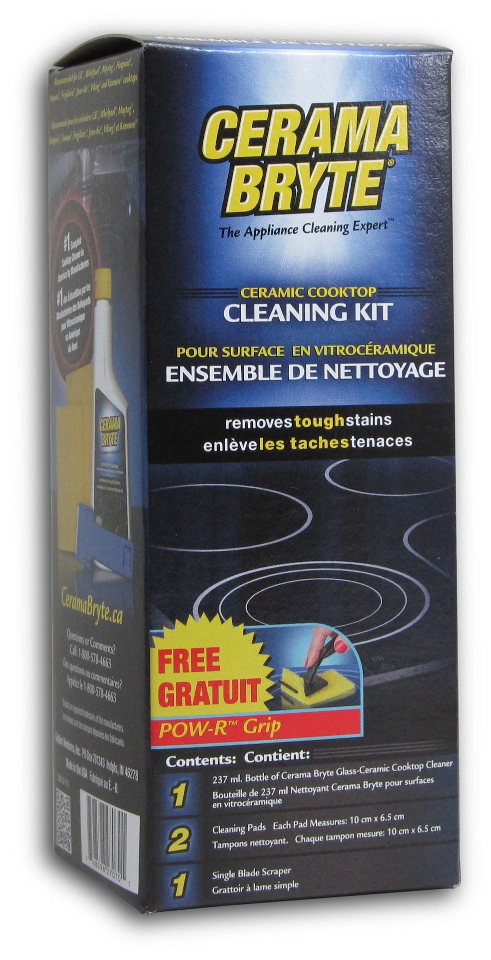 Cerama Bryte Ceramic Cooktop Cleaning Kit, 237-mL, Includes Cream Cleanser, 2 Pads and 1 Scraper