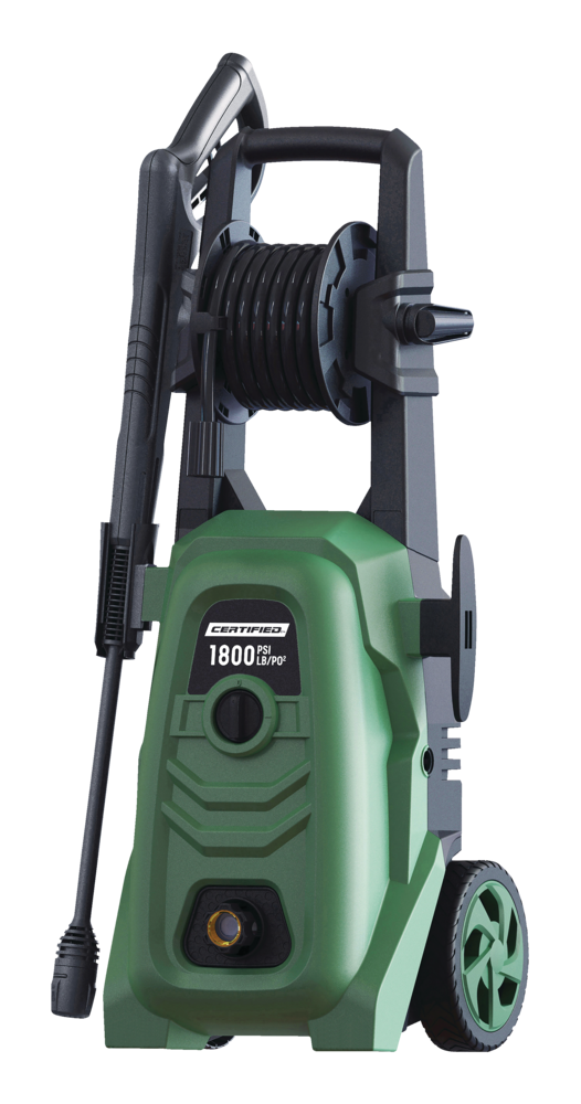 Certified 1800 PSI 1.4 GPM Corded Cold Water Wheeled Brushed Electric Pressure Washer with Foam Blaster Q0