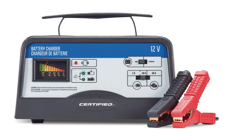 Certified Battery Charger, Fully Automatic, 10/2-Amp, 12V, with 50-Amp Engine Start K8