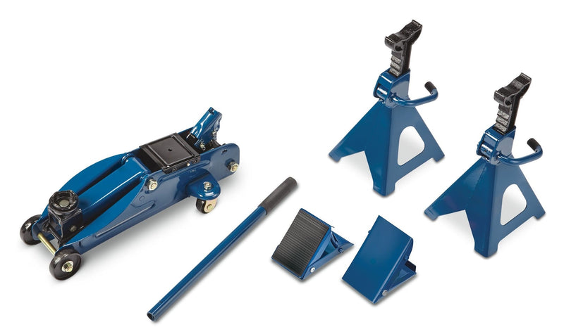 Certified Garage Combo Kit, Jack and Axle Stands with Wheel Chocks, 2-Tonnes, 5-pc J6