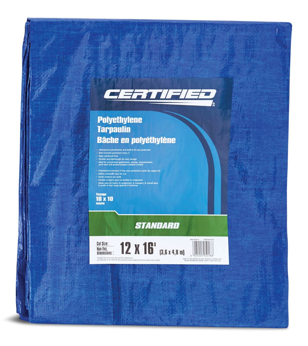 Certified Standard Duty Poly Tarp, Waterproof, 12-ft x 16-ft W5