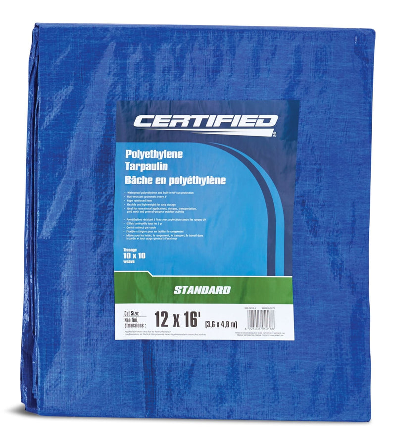 Certified Standard Duty Poly Tarp, Waterproof, 12-ft x 16-ft W5