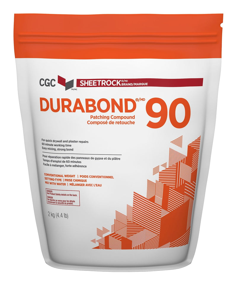CGC Sheetrock Durabond 90 Minute Drywall & Plaster Repair Compound, Easy-Mix, White, 2-kg R0