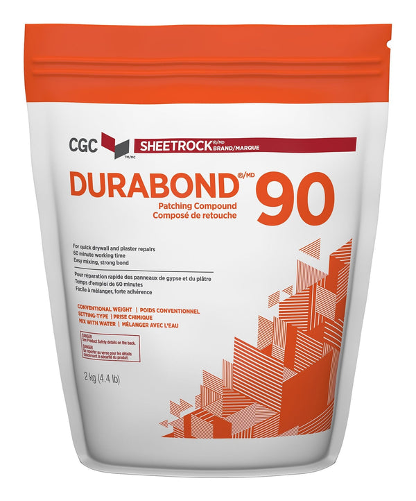 CGC Sheetrock Durabond 90 Minute Drywall & Plaster Repair Compound, Easy-Mix, White, 2-kg A8
