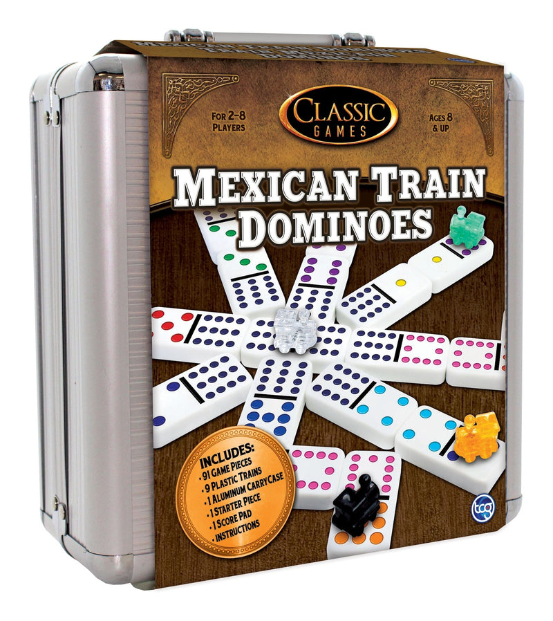 Classic Games Mexican Train Dominos Game Set In Aluminum Carrying Case, Ages 8+ U1