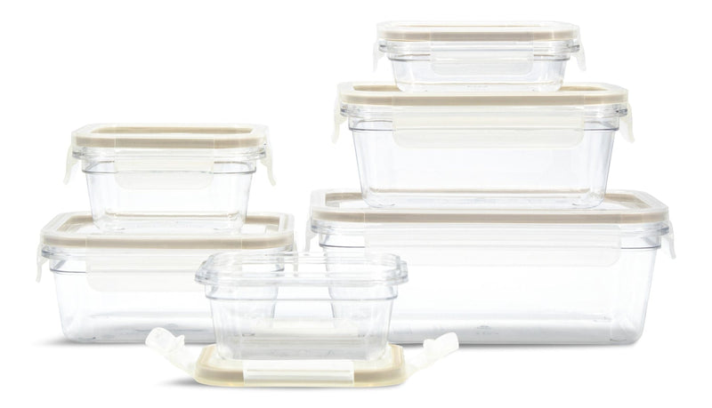 Clearlock Clear Clip Lid Food Storage Container Set with Tritan Base, Nestable, 6 Count I6