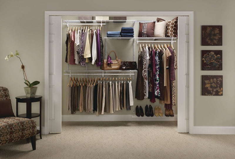 ClosetMaid Wire Shelf Track Closet Organizer Kit, White, 5 x 8-ft E6