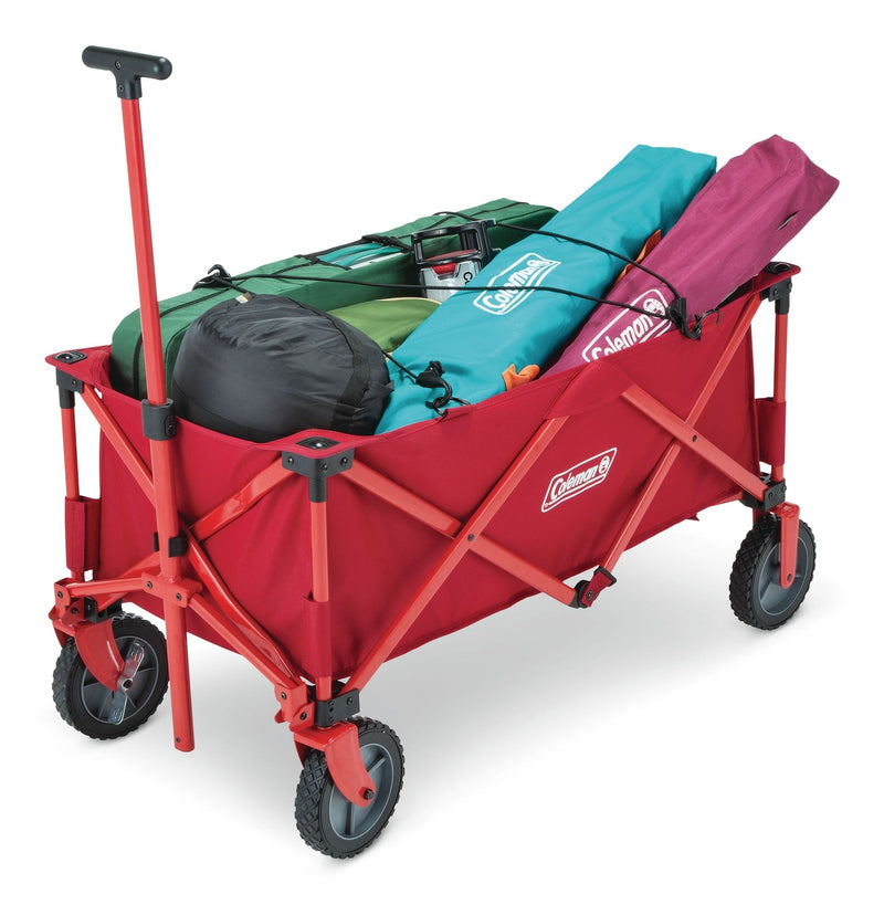 Coleman Outdoor Collapsible Folding Utility Wagon with Brake & Carry Bag, Red, 220-lb (100-kg) Capacity S1