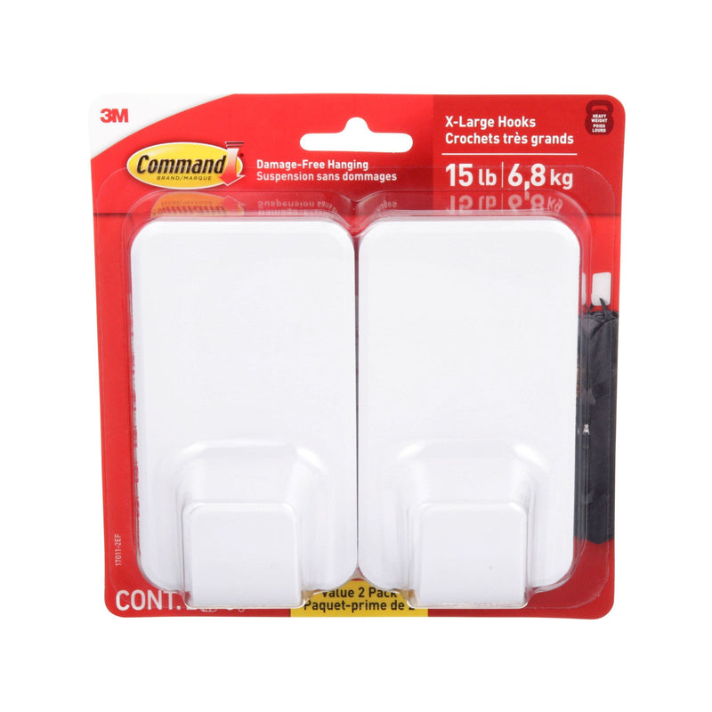 Command 15-lb Jumbo Hook Value Pack, 17011-2EF | 2 Hooks, 8 Strips per Pack Z0