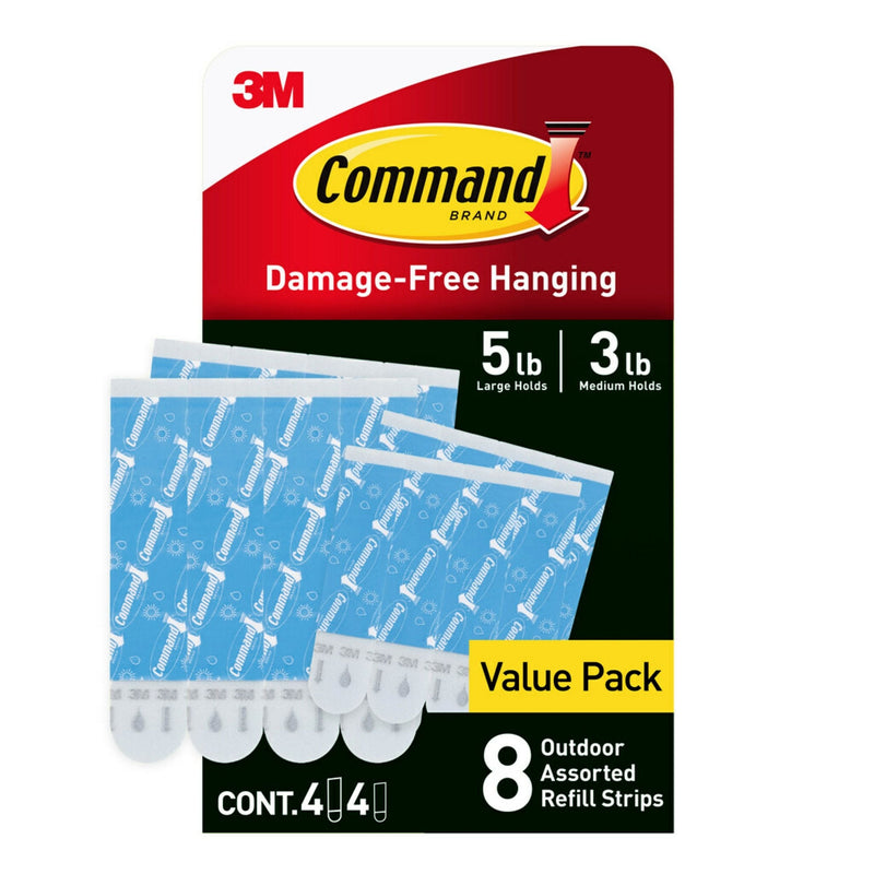 Command 8-Piece 5-lb Medium and Large White All Weather Outdoor & Bath Damage Free Hanging Strips Y9