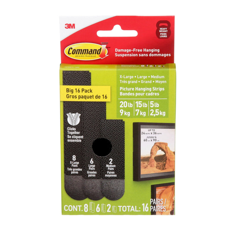 Command Black Picture Hanging Strip Mixed Pack, 17218BLK-16EF, 16 Pairs Z3