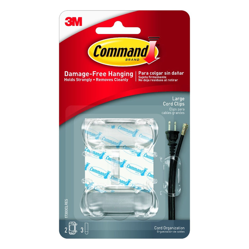 Command Clear Cord Clips, Clear B8