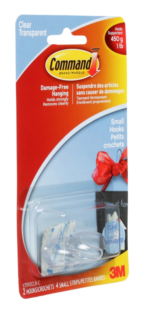 Command Clear Hook and Strips, Damage Free Hanging, 1-lb Capacity R3