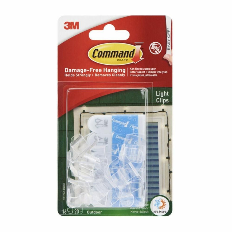 Command Clear Small Light Clips, for Outdoor, All Weather Strips Included W2