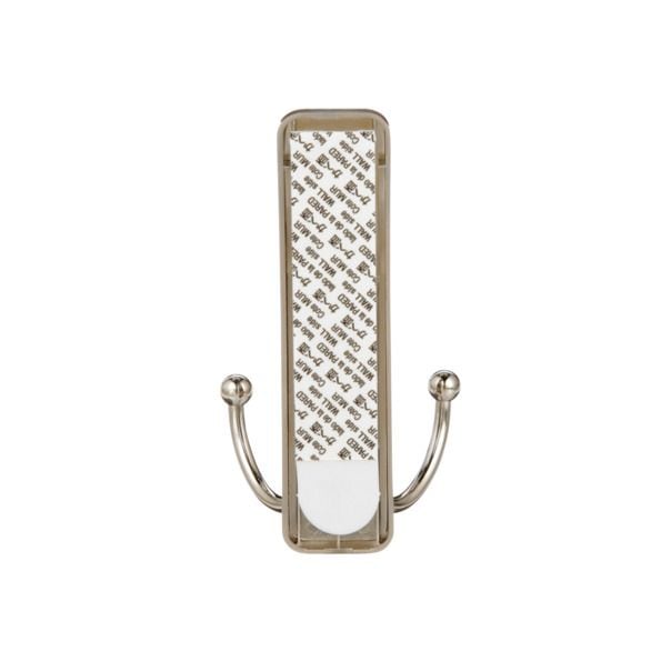 Command Large Decorative Double Hook with Adhesive Strip, Brushed Nickel, 4-lbs, 1 Strip per Pack T0