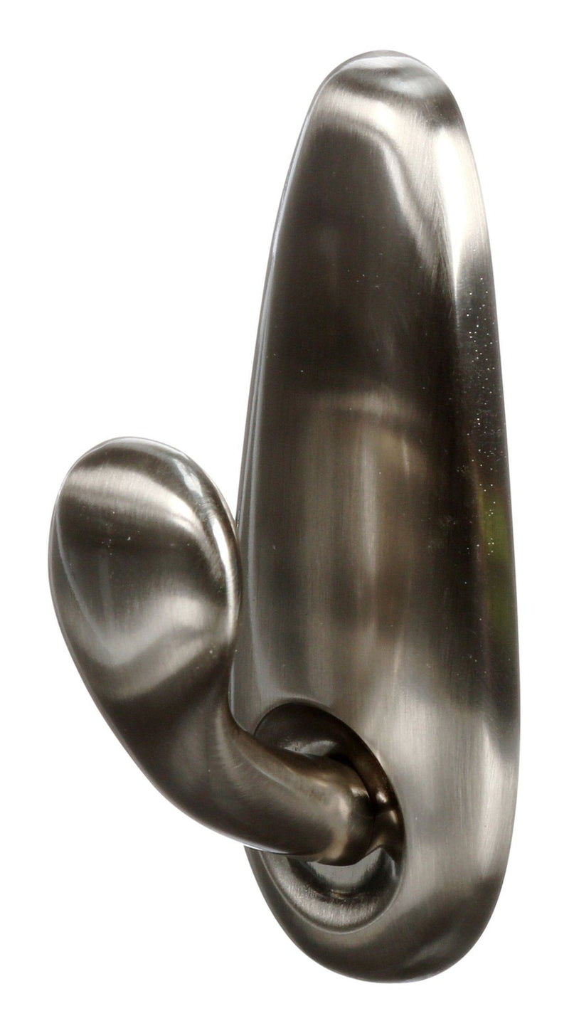 Command Large Decorative Metallic Hook with Adhesive Strips, Brushed Nickel, 5-lbs, 1 Strip per Pack C6
