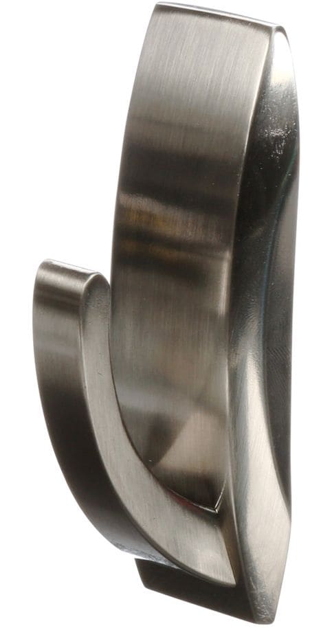 Command Large Elegant Decorative Metallic Hook with Adhesive Strips, Brushed Nickel, 5-lbs, 2 Strips Per Pack R6