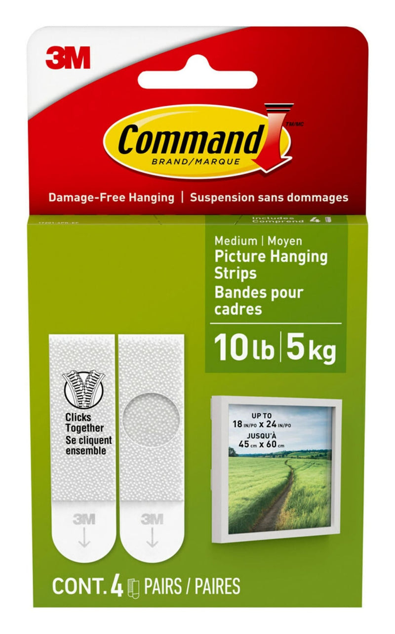 Command Medium Adhesive Picture Hanging Strips, White, 9-lbs, 3 Strips per Pack F0