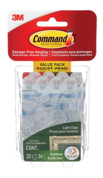 Command Outdoor Light Clips with Foam Strips, No Surface Damage, 32 Strips per Pack S6