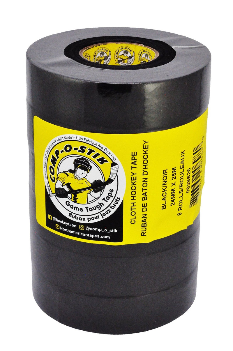 Comp-o-stik or R-Brand Cloth Hockey Tape, Assorted Colours, 24-mm x 25-m, 6-pk C1