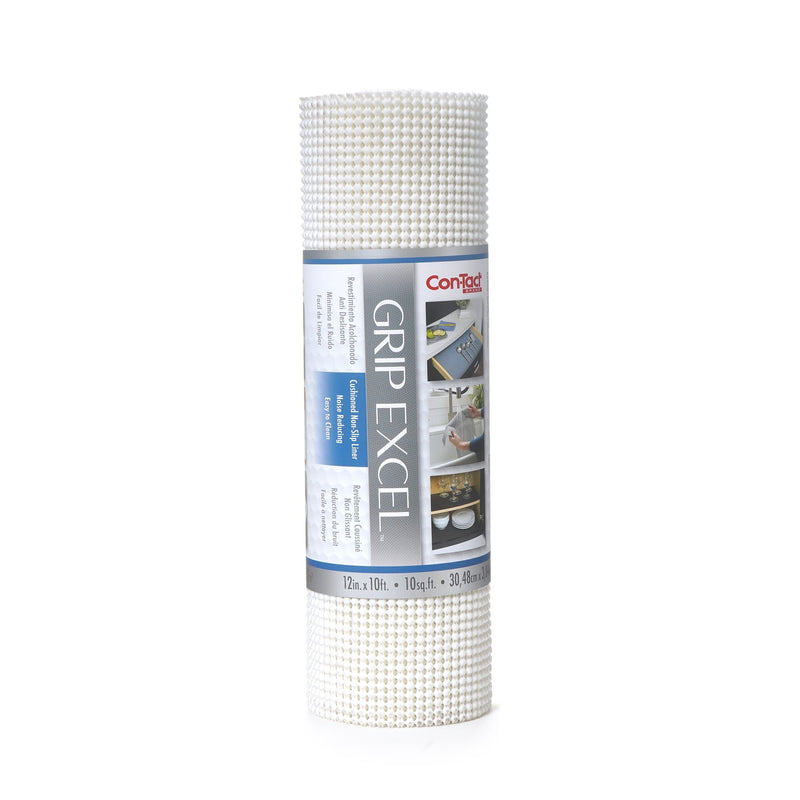 Con-Tact Grip Excel Non-Adhesive Cushioned Shelf/Drawer Liner, White, 12-in x 10-ft D0