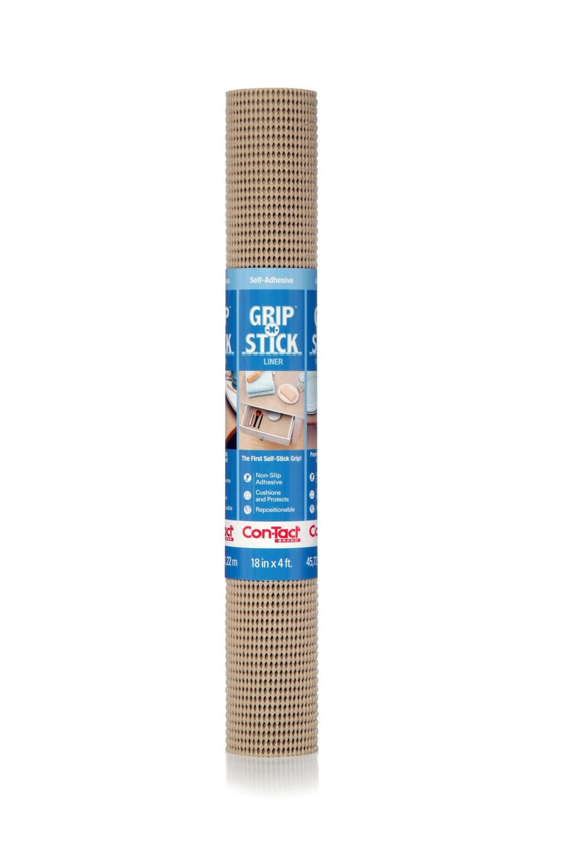 Con-Tact Grip-N-Stick Removable Adhesive Non-Slip Shelf/Drawer Liner, Taupe, 18-in x 4-ft H3