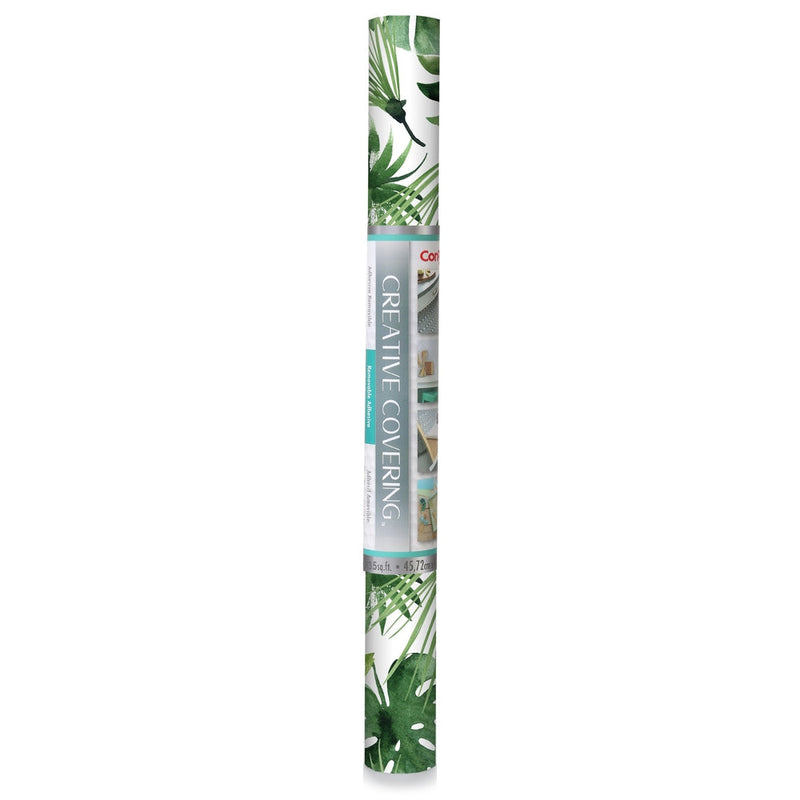 Con-Tact Removable Adhesive Shelf/Drawer Liner, Leaf Print, 18-in x 9-ft Q0
