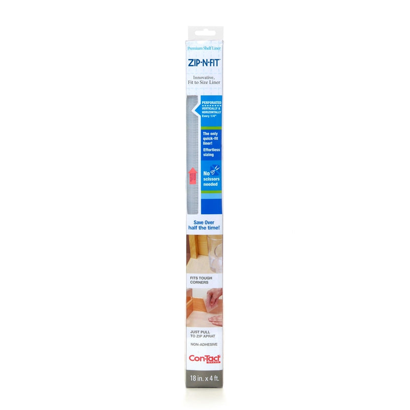 Con-Tact Zip-N-Fit Quick-Fit Non-Slip Solid Grip Shelf/Drawer Liner, Clear, 18-in x 4-ft E3
