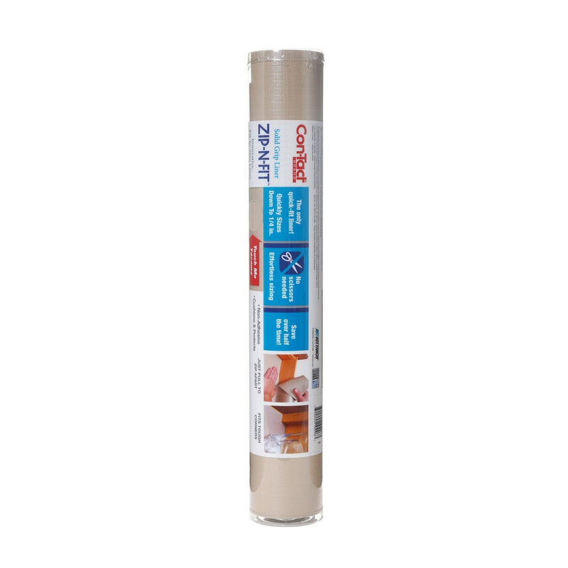 Con-Tact Zip-N-Fit Quick-Fit Non-Slip Solid Grip Shelf/Drawer Liner, Stone, 18-in x 4-ft R3