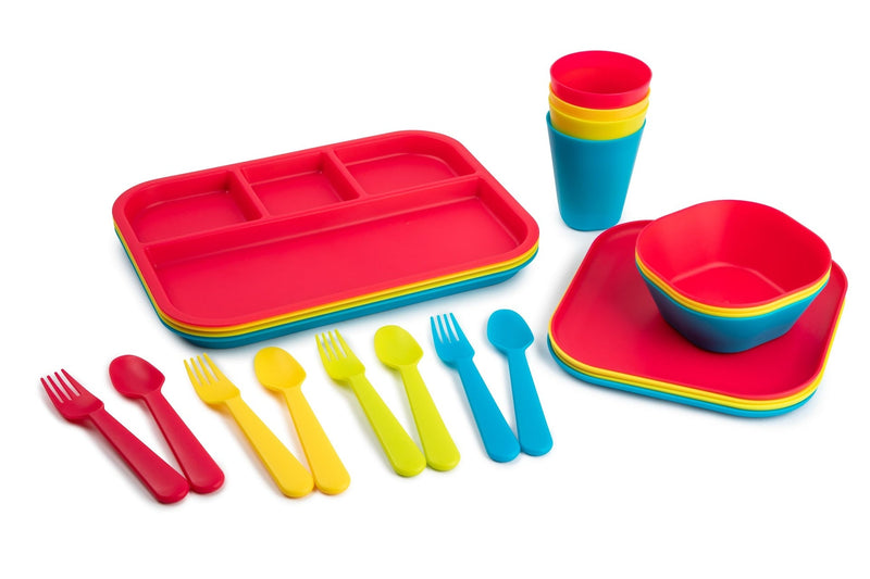Core Home Plastic Kids Tableware Set, BPA Free, 24-pc, Assorted Colours B8