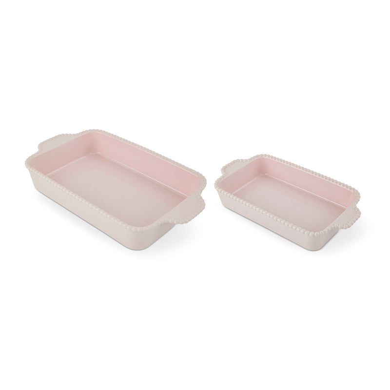 Core Kitchen Nested Bead Rectangular Bake Dish Set, Pink, 2-pc H7