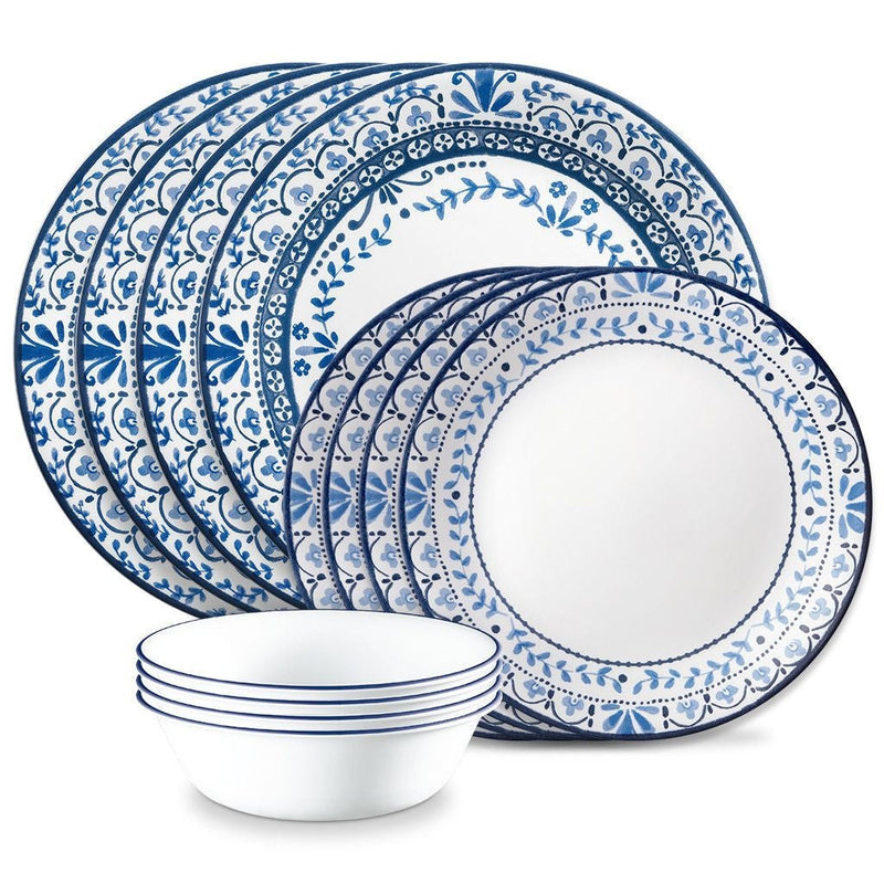Corelle Portofino Glass Dinnerware Set, Serves 4, 12-pc, White J0